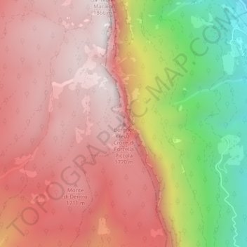 Bergner Kreuz - Croce di Forcella Piccola topographic map, elevation, terrain