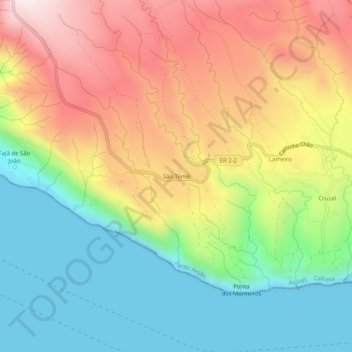 São Tomé topographic map, elevation, terrain