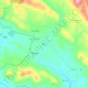 Cubos topographic map, elevation, terrain