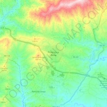 Proença-a-Nova topographic map, elevation, terrain