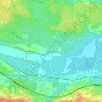 Millegrand topographic map, elevation, terrain