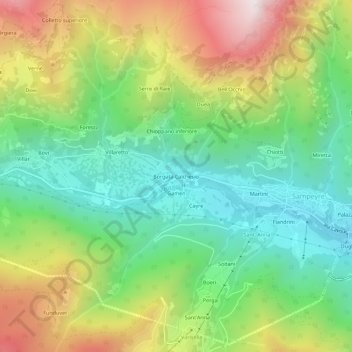 Borgata Calchesio topographic map, elevation, terrain