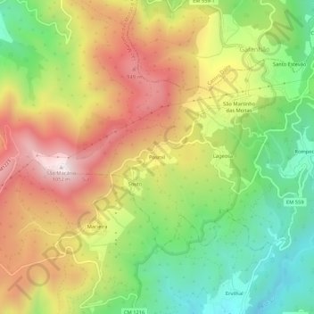 Posmil topographic map, elevation, terrain