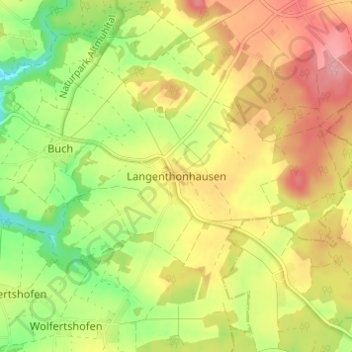 Langenthonhausen topographic map, elevation, terrain