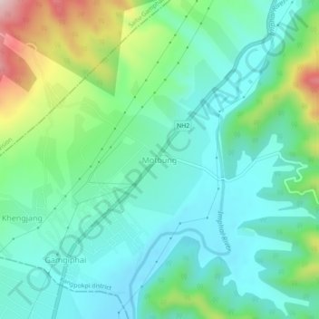Motbung topographic map, elevation, terrain