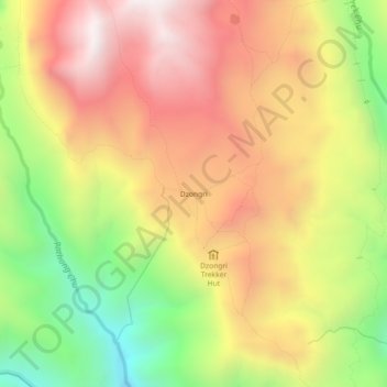 Dzongri topographic map, elevation, terrain