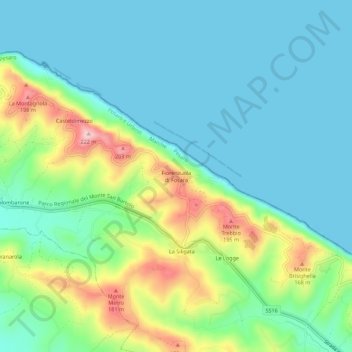 Fiorenzuola di Focara topographic map, elevation, terrain