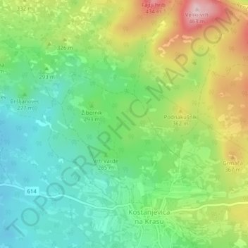 Oliven topographic map, elevation, terrain