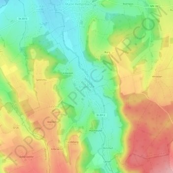 Engetried topographic map, elevation, terrain