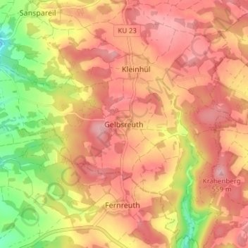 Gelbsreuth topographic map, elevation, terrain