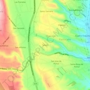 Tañaló topographic map, elevation, terrain