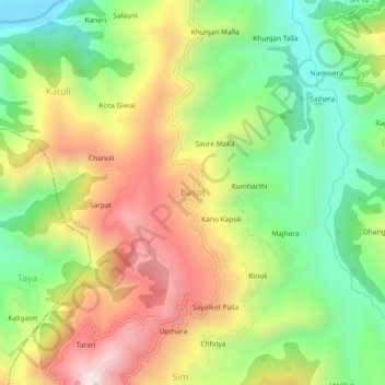 Basot topographic map, elevation, terrain