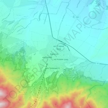 Bansko topographic map, elevation, terrain