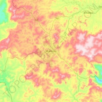 Mamou topographic map, elevation, terrain