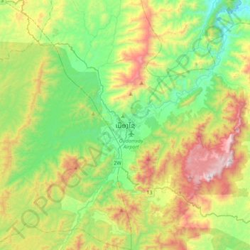 Muang Xay topographic map, elevation, terrain