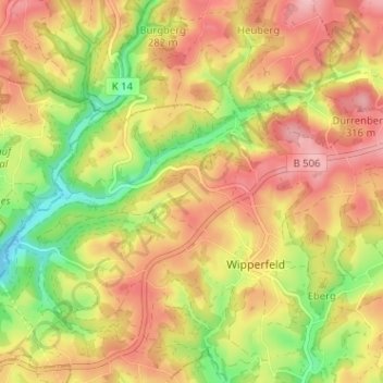 Wüstenhof topographic map, elevation, terrain