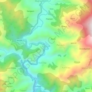 Gadsari topographic map, elevation, terrain