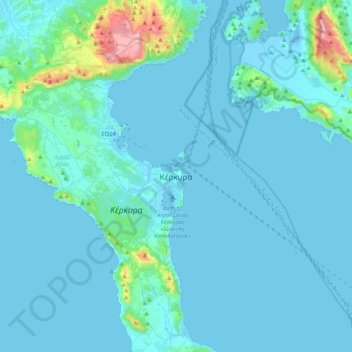 Corfu topographic map, elevation, terrain