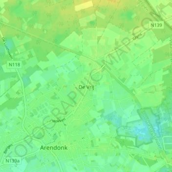 De Vrij topographic map, elevation, terrain