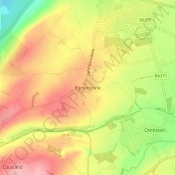 Elphinstone topographic map, elevation, terrain