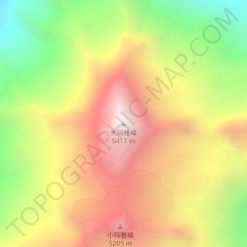 大玛雅峰 topographic map, elevation, terrain