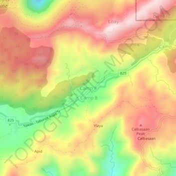 Camp 8 topographic map, elevation, terrain
