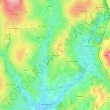Montailloux topographic map, elevation, terrain