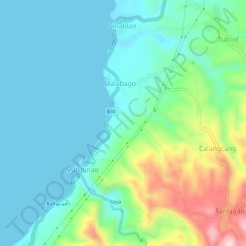 Malabago topographic map, elevation, terrain