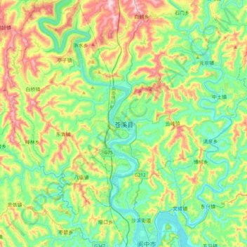 苍溪县 topographic map, elevation, terrain