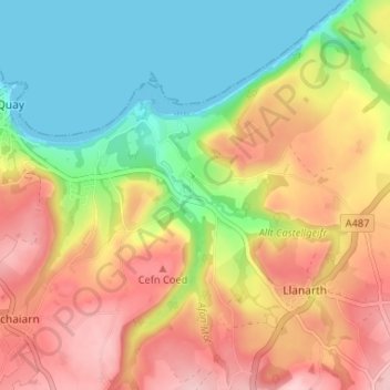 Gilfachrheda topographic map, elevation, terrain