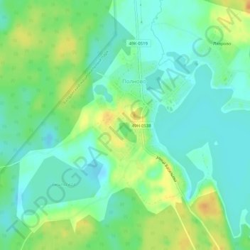 Полново topographic map, elevation, terrain