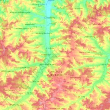 Rottenburg a. d. Laaber topographic map, elevation, terrain