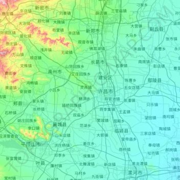 许昌市 topographic map, elevation, terrain