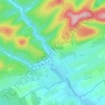Rothbach topographic map, elevation, terrain