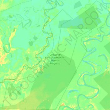 Concesión para Conservación Amazon Rainforest topographic map, elevation, terrain