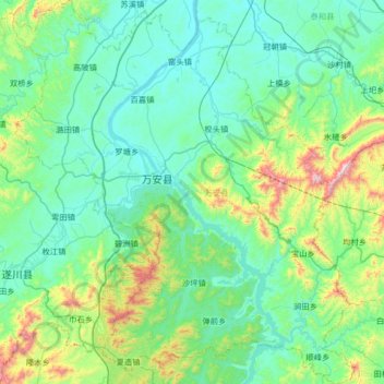 万安县 topographic map, elevation, terrain