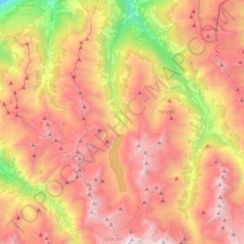 Hérémence topographic map, elevation, terrain