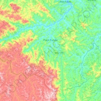 Poço Fundo topographic map, elevation, terrain
