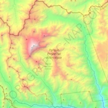 Parque Provincial Aconcagua topographic map, elevation, terrain