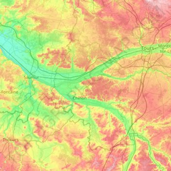 Parc naturel régional Loire-Anjou-Touraine topographic map, elevation, terrain