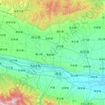 Qishan County topographic map, elevation, terrain