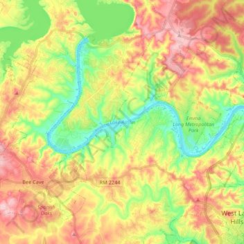 Lake Austin topographic map, elevation, terrain