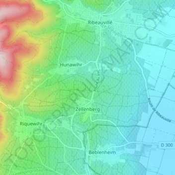 Zellenberg topographic map, elevation, terrain