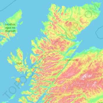 Highland topographic map, elevation, terrain