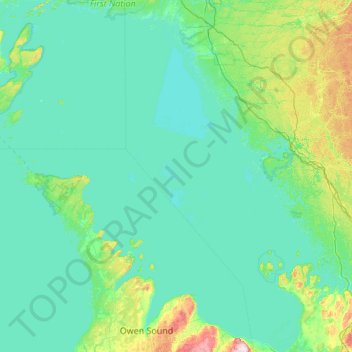 Baie Georgienne topographic map, elevation, terrain