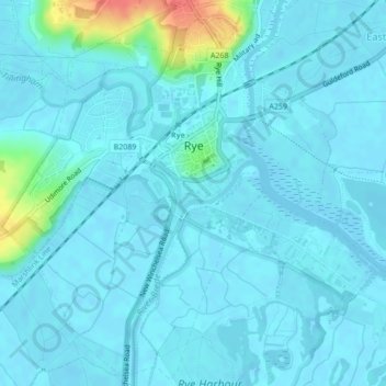 Rye topographic map, elevation, terrain