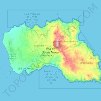Ilha de Santa Maria topographic map, elevation, terrain