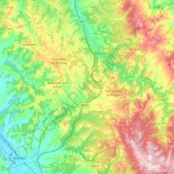 Barberino Tavarnelle topographic map, elevation, terrain
