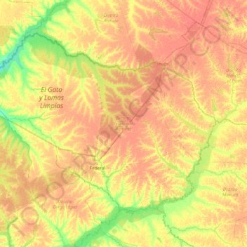 Distrito Francisco Ramírez topographic map, elevation, terrain