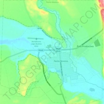 Perito Moreno topographic map, elevation, terrain